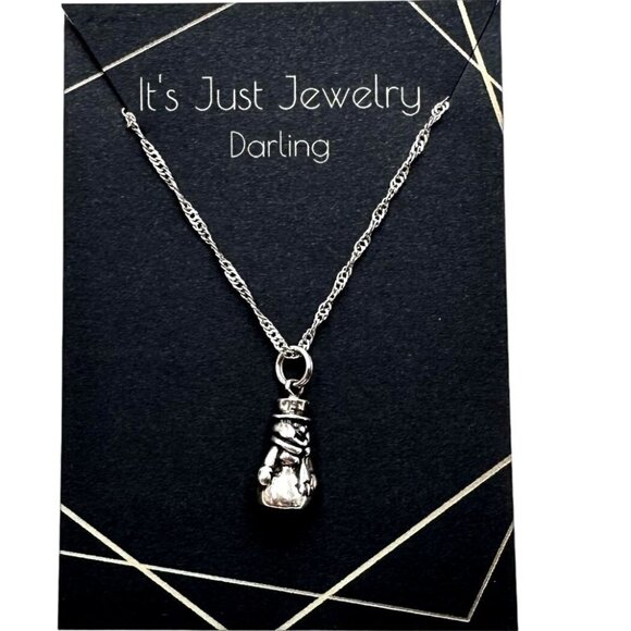 Sterling Silver Womans Necklace Snowman Pendant Winter Holiday Gift Idea - Picture 2 of 3